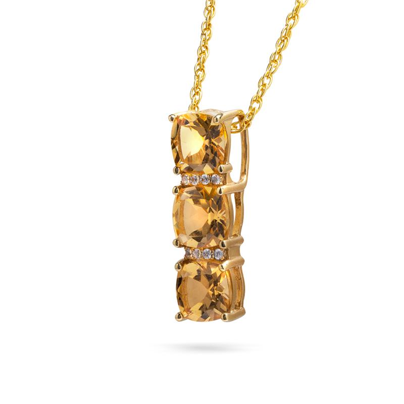 Champagne Citrine Three Stone Pendant