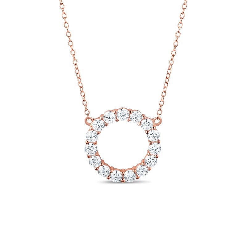 Rose Gold-Finished Sterling Silver Eternity Necklace and Earrings