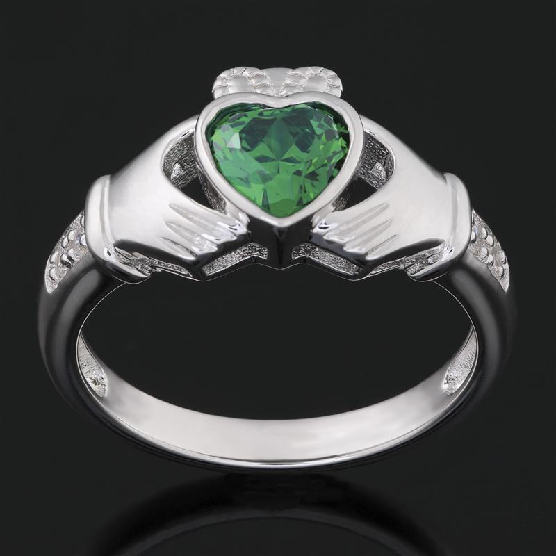 Helenite Claddagh Ring plus FREE Sterling Silver Helenite Stud Earrings