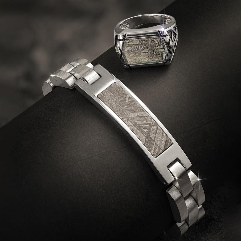 Men's Meteorite in Steel Ring & Bracelet