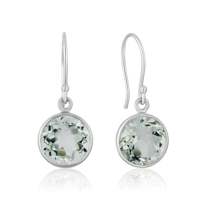 Green Amethyst Round Cut Drop Earrings
