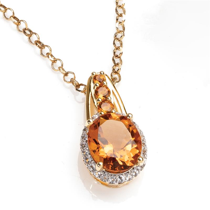 Sunny Madeira Citrine Pendant, Chain and Earrings