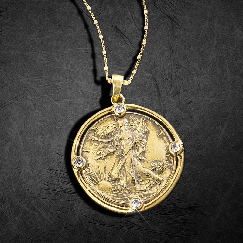 Walking Liberty Coin Pendant & Chain