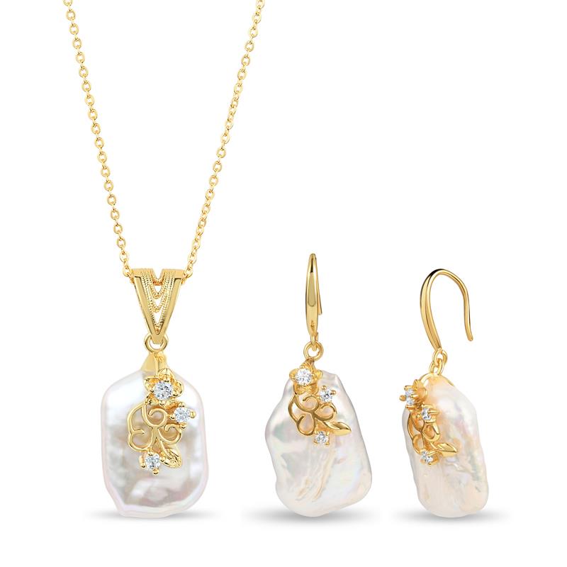 Freeform Baroque Pearl Necklace & Bracelet