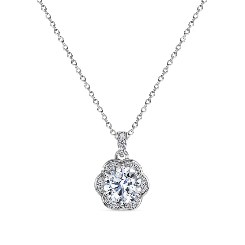 14K Round Moissanite Necklace (3ctw)