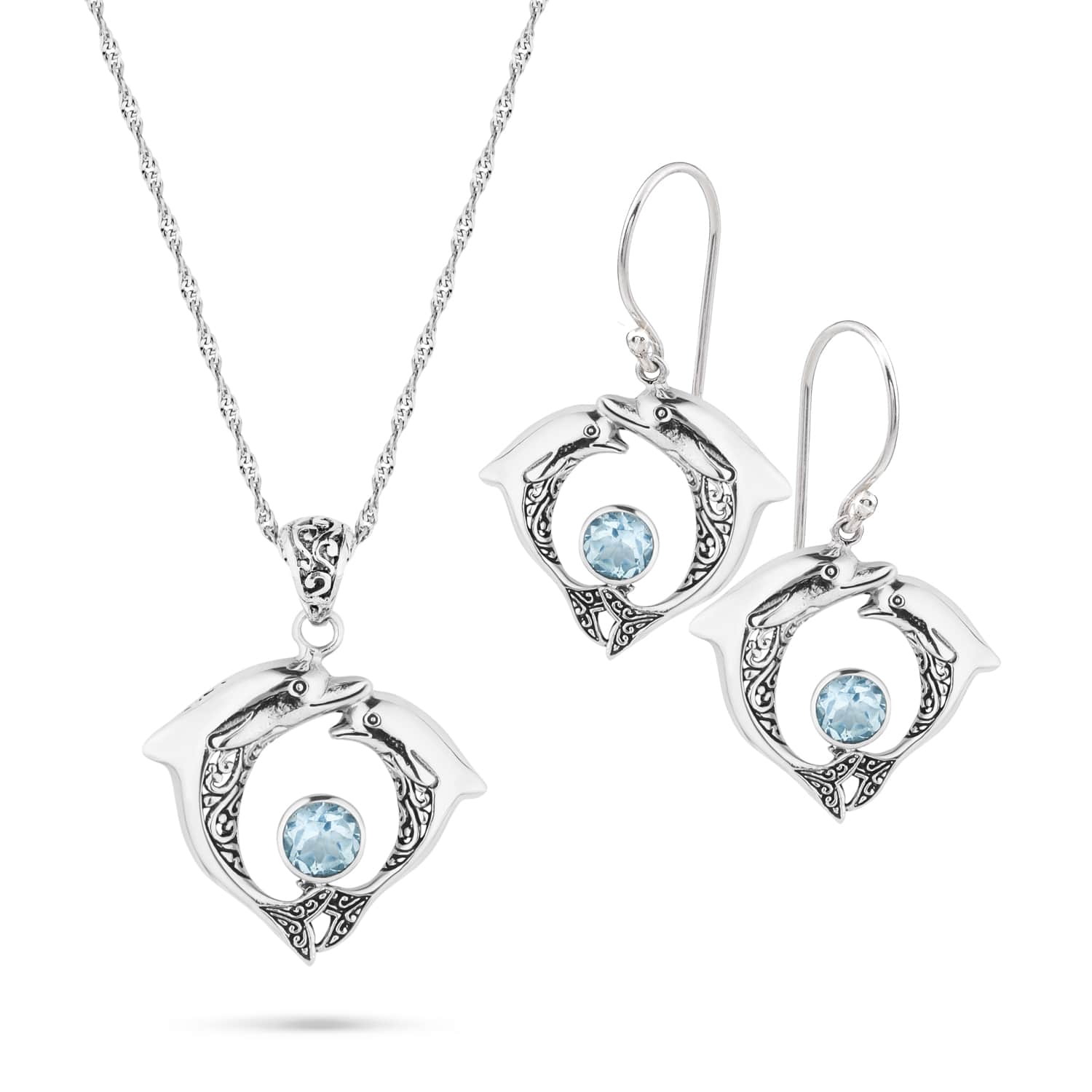 Balinese Dolphin Necklace & Earrings