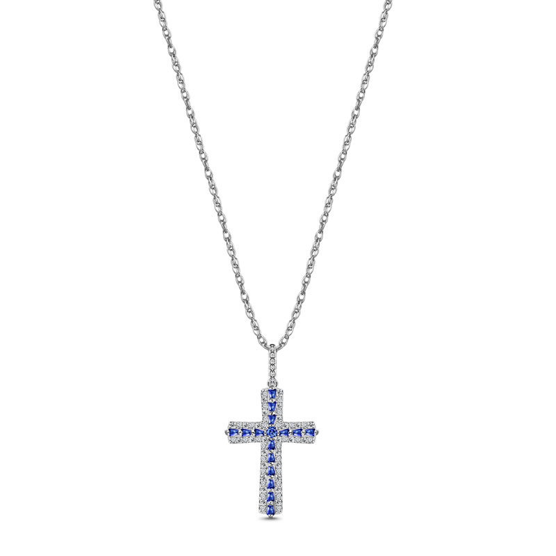 Radiant Devotion Cross Pendant (sapphire blue)