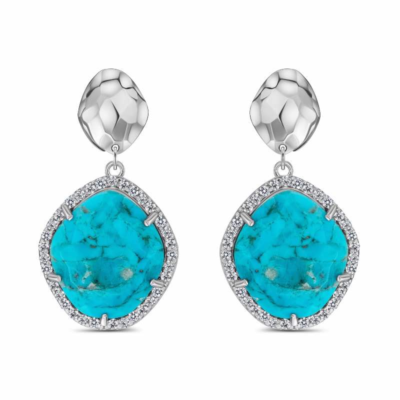 Sterling Silver Turquoise and Topaz Earrings