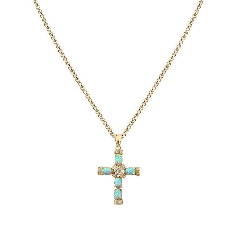 Opal Spirit Cross Necklace