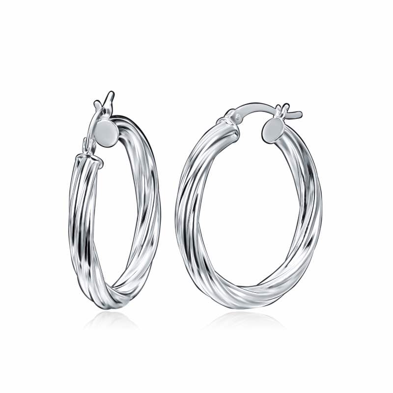 Eternal Twist Sterling Silver Hoop Earrings