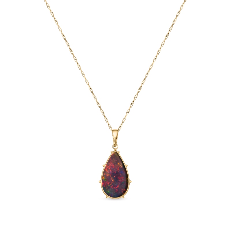 14K Yellow Gold Ethiopian Opal Necklace (8 ctw)