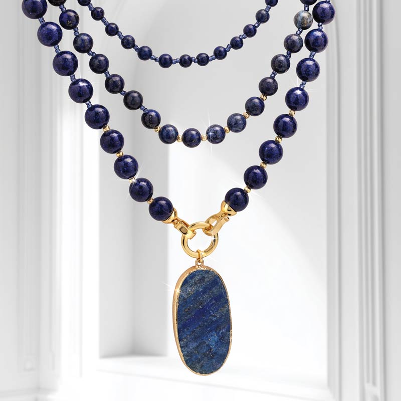 Triple-Strand Lapis Necklace