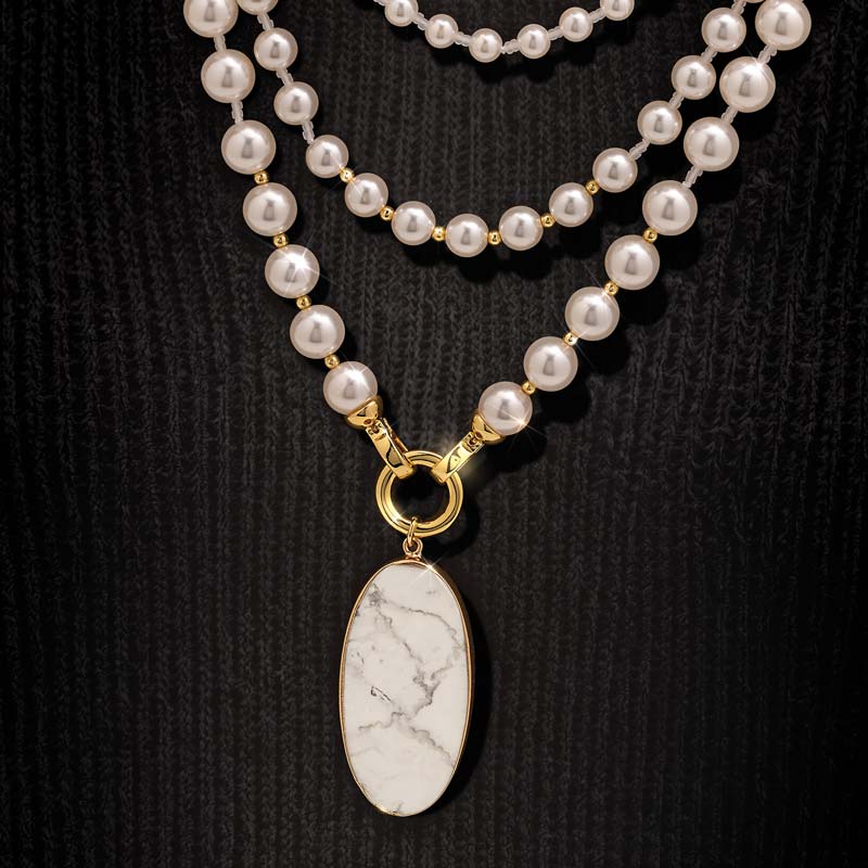 Triple-Strand Howlite Oval Statement Necklace