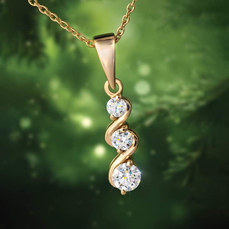 3-Stone Lab-Created Diamond Necklace and Earrings
