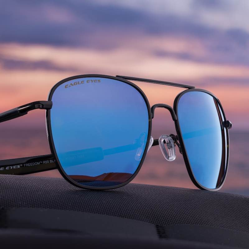 Eagle Eyes Freedom Mirror Sunglasses (Black/Blue Mirror)