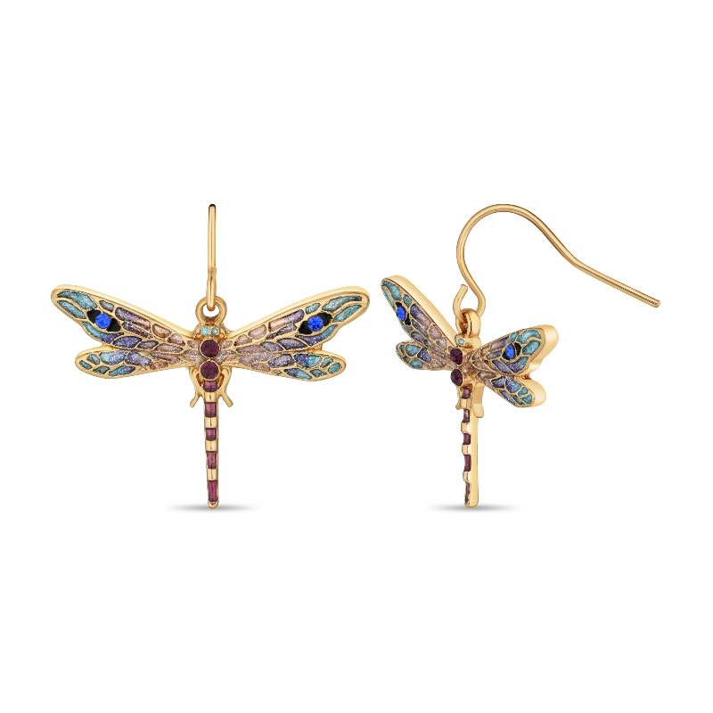 Dragonfly Nouvelle Earrings (gold finished)
