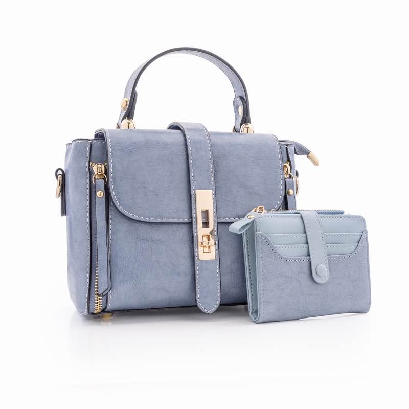 Parisian Chic Claire Handbag plus Wallet - French Blue