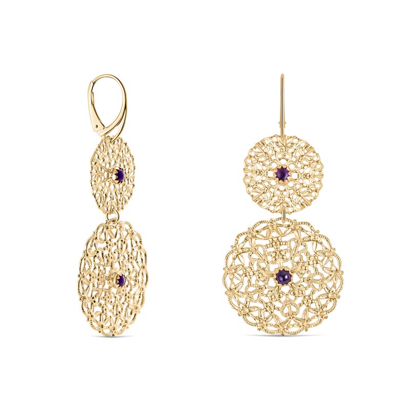 Italian-Made Lace and Amethyst Earrings