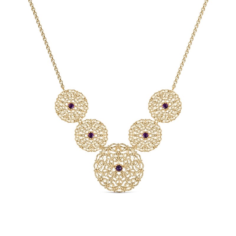 Italian-Made Lace and Amethyst Necklace