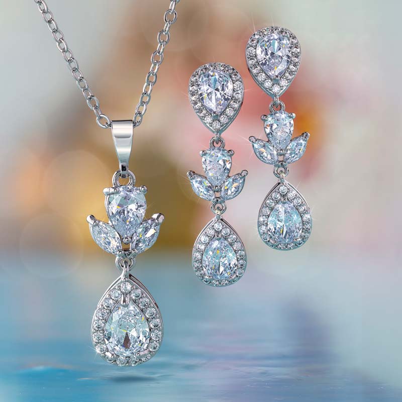Angora Blossom Necklace and Earrings