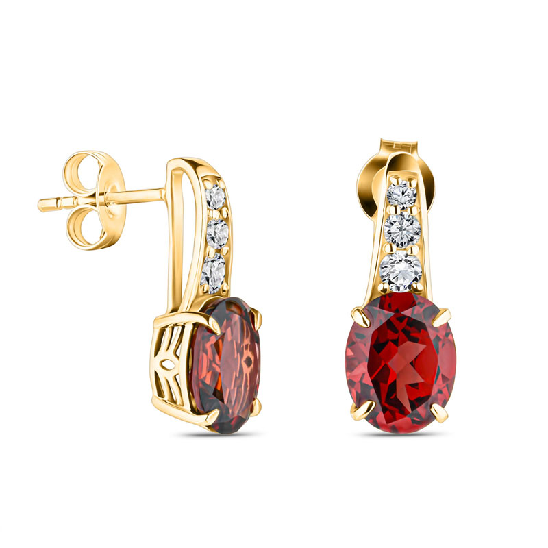 14k Yellow Gold Anthill Garnet and Diamond Earrings