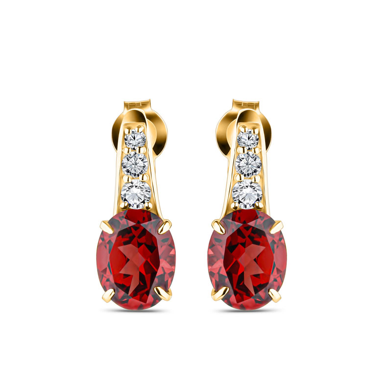 14k Yellow Gold Anthill Garnet and Diamond Earrings