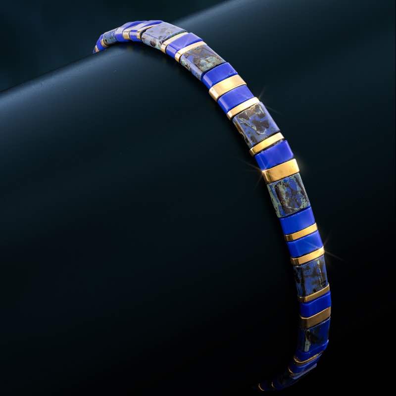 Rugged Square Lapis Bracelet