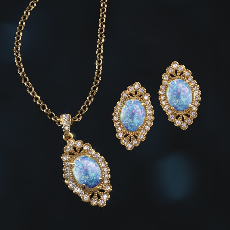Kyocera Lab-Created Opal Jazz Necklace & Earrings