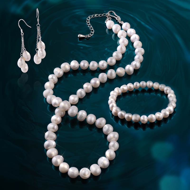 Mitsuko White Pearl Collection (necklace, bracelet and earrings)