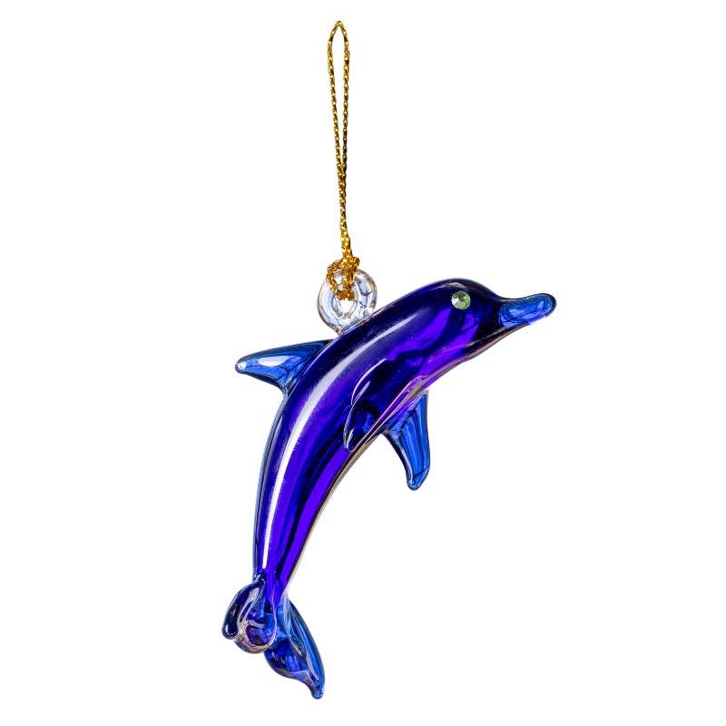 Hand-blown Egyptian Glass Dolphin Ornament