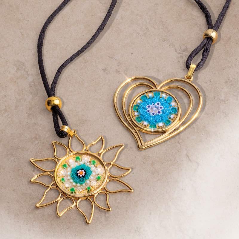 Murano Heart and Sun Necklaces