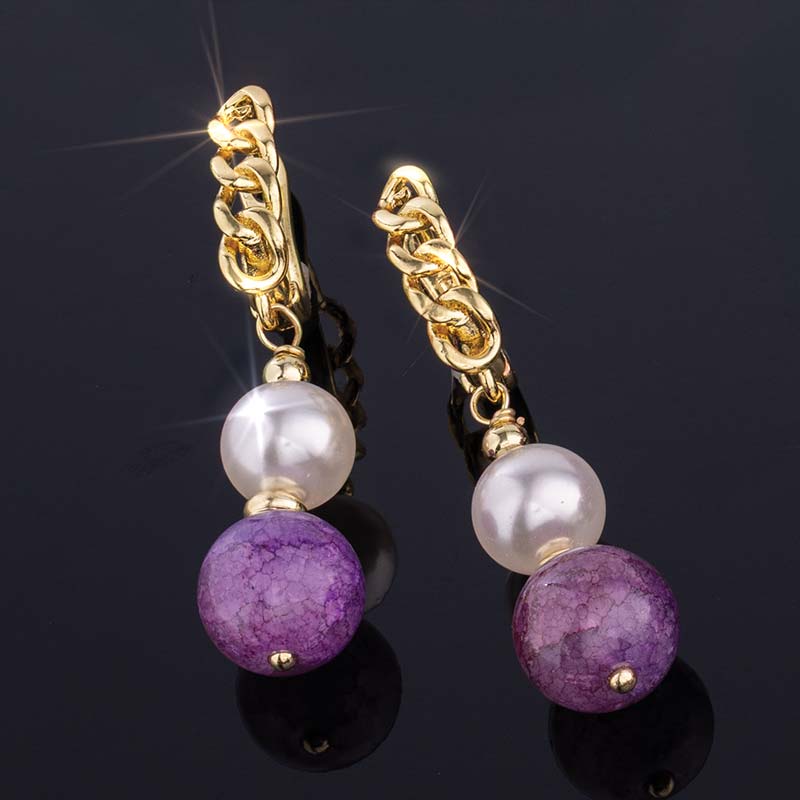 Perfect Style Agate and Shell Pearl Earrings