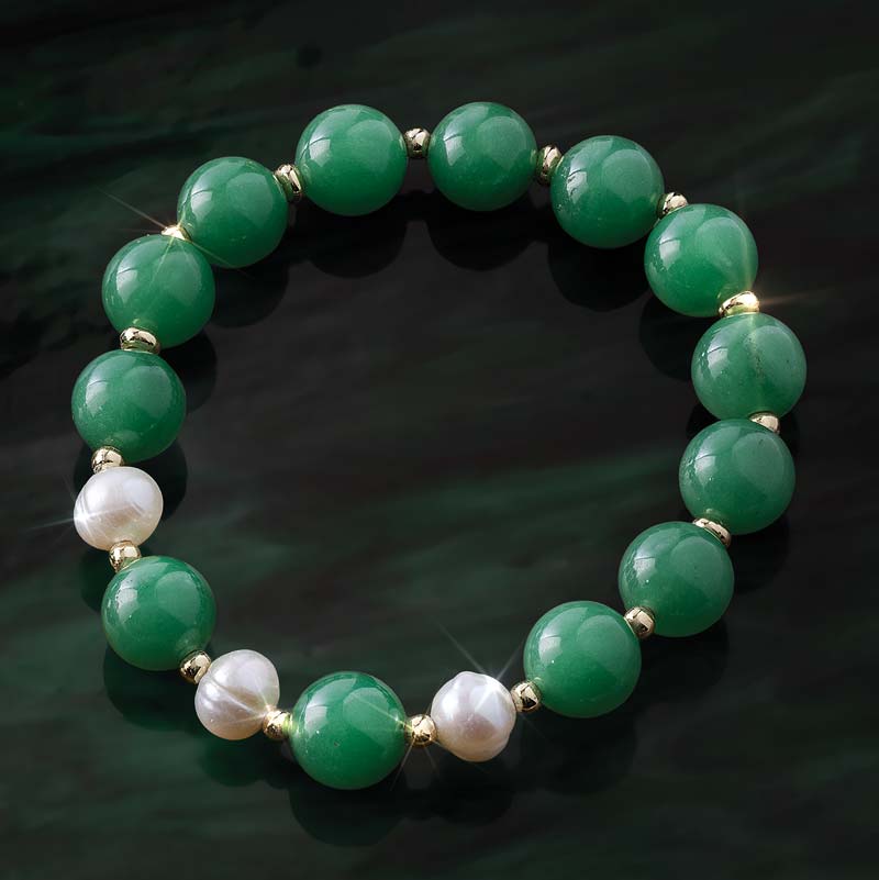 White Pearl and Green Aventurine Harmony Bracelet