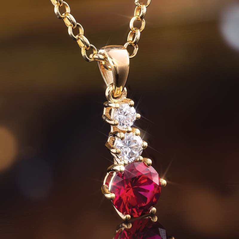Lovelorn Lab-Created Diamond and Ruby Necklace