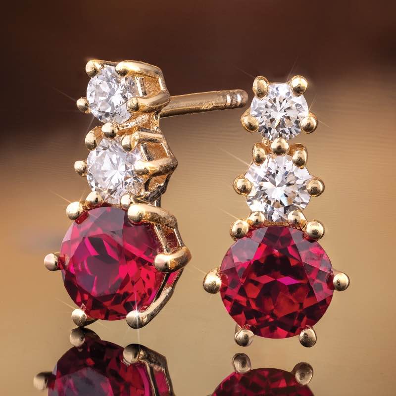 Lovelorn Lab-Created Diamond and Ruby Earrings