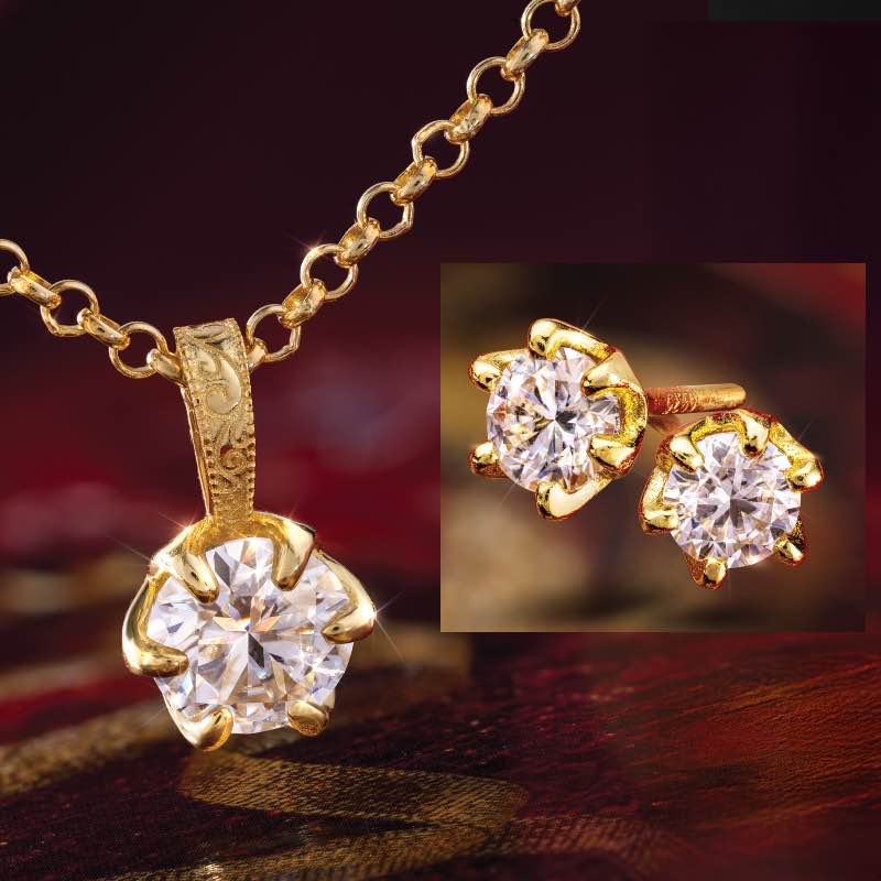 Star Power Moissanite Pendant, Chain and Earring