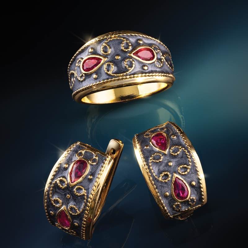 Athena Lab-created Ruby Ring and Earrings