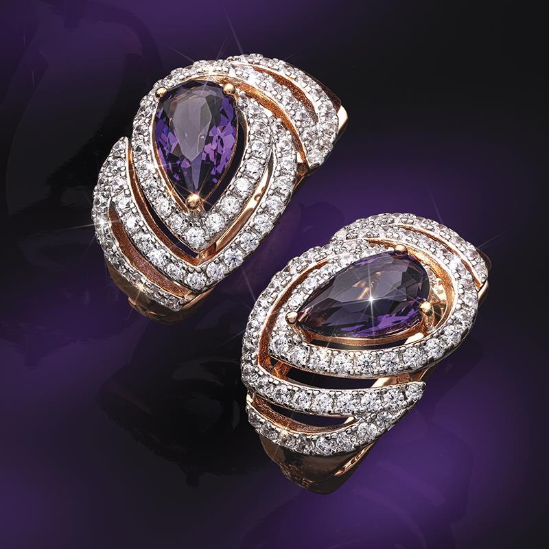 Women's Swirling Amethyst Earrings
