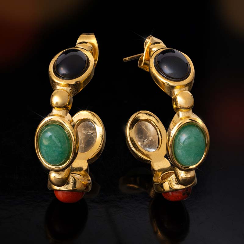 Women's Onyx and Jasper Earrings