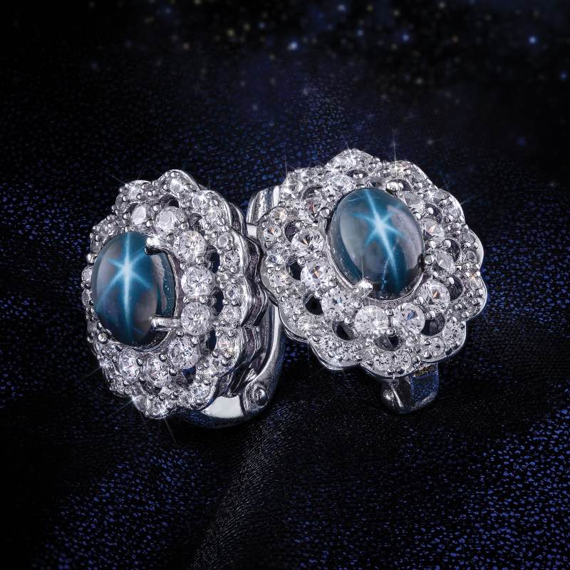 Cosmic Star Sapphire Earrings