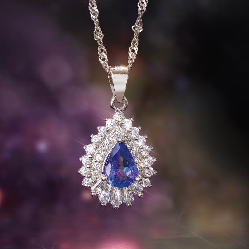 Tanzanite Pendant, Chain and Earrings