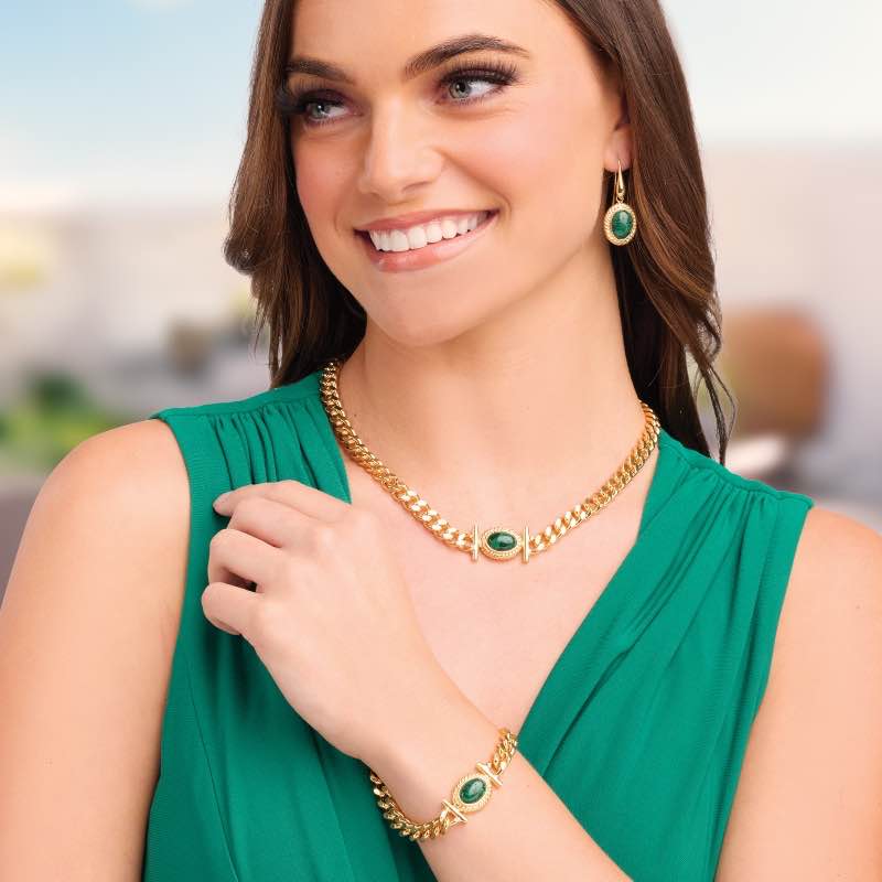 Vintage Chic Malachite Necklace & Bracelet