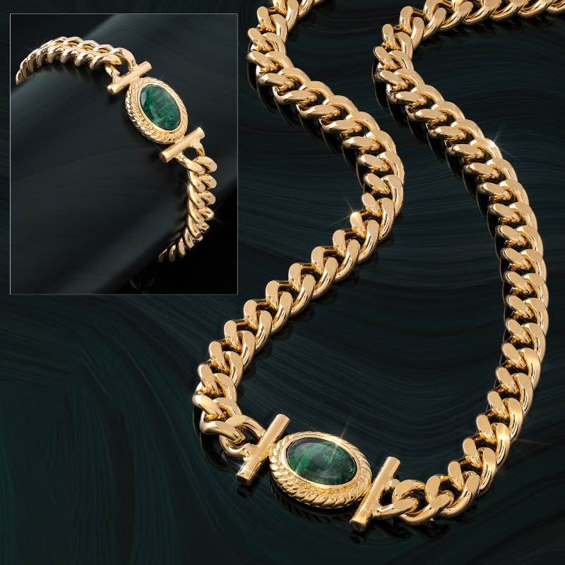 Vintage Chic Malachite Necklace & Bracelet