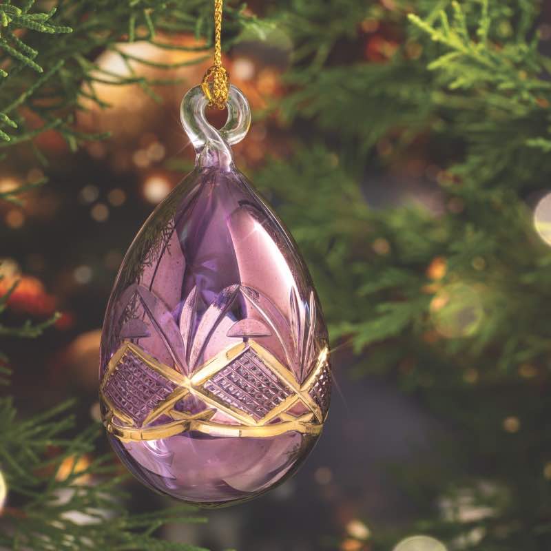 Mini Gold Etched Decorative Egg Ornament (purple)