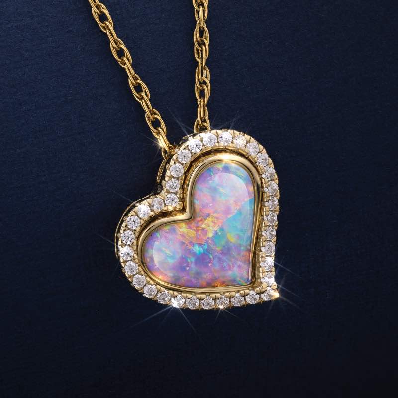 Kyocera Lab-Created Opal Heart Pendant