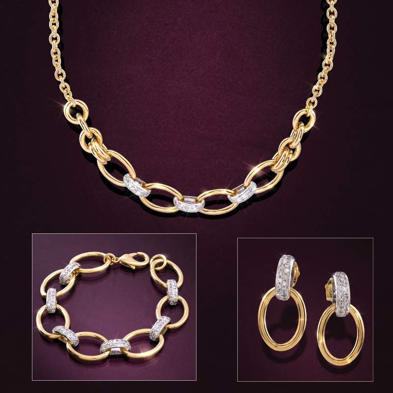 Italian Link Necklace, Bracelet and Earrings