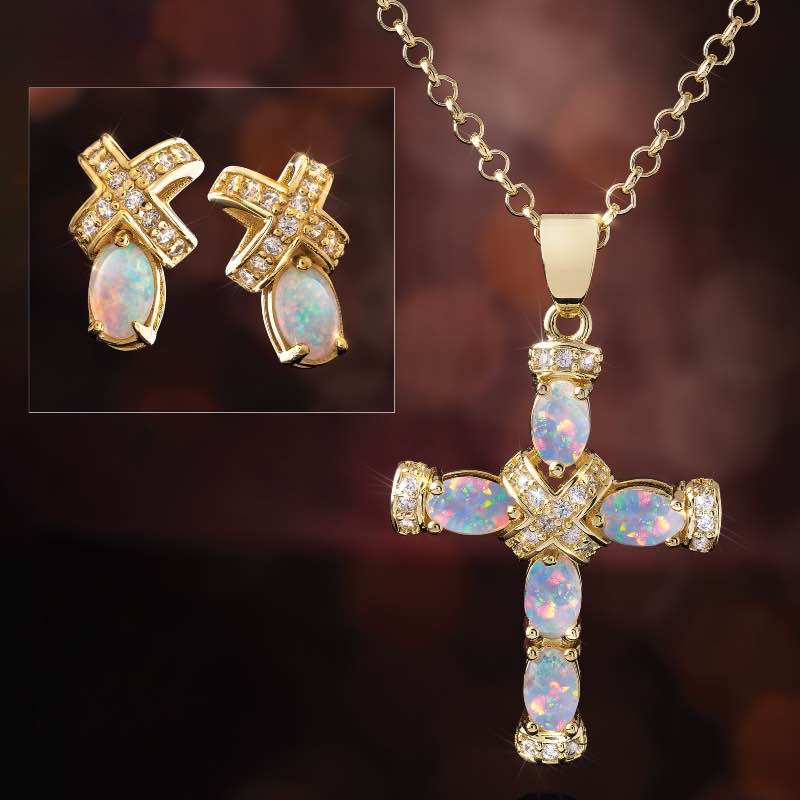 Opal Spirit Earrings Pendant, Chain and Earrings