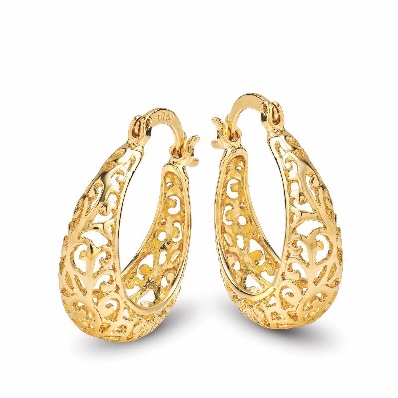 Baroque Filigree Hoop Earrings (gold-finished)