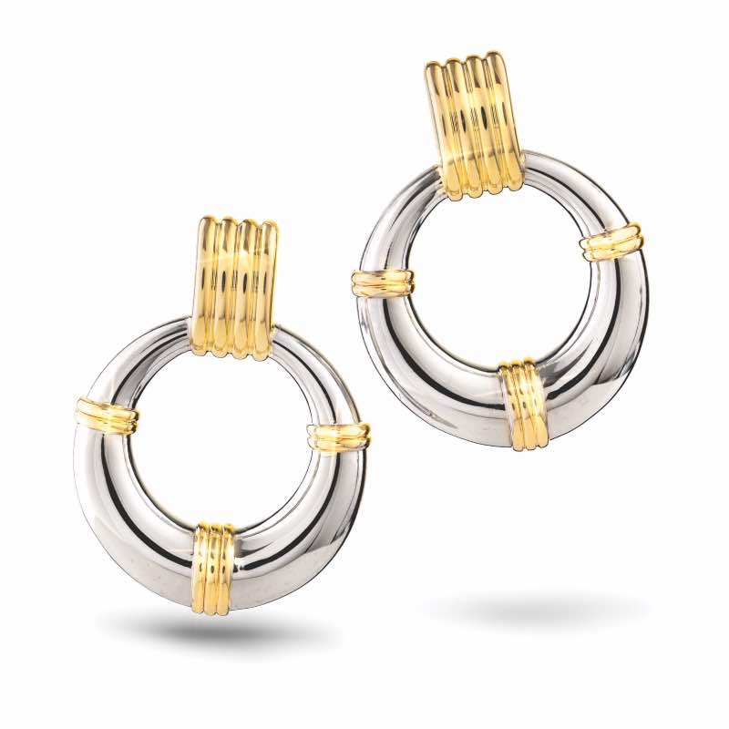 Mixed Metal Door Knocker Earrings