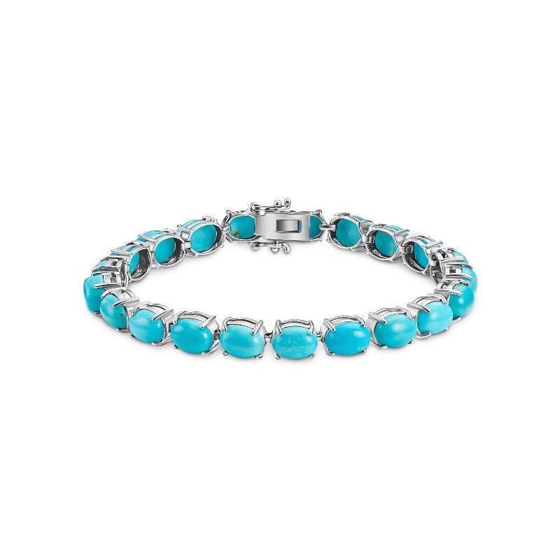 Sterling Silver Oval Turquoise Bracelet
